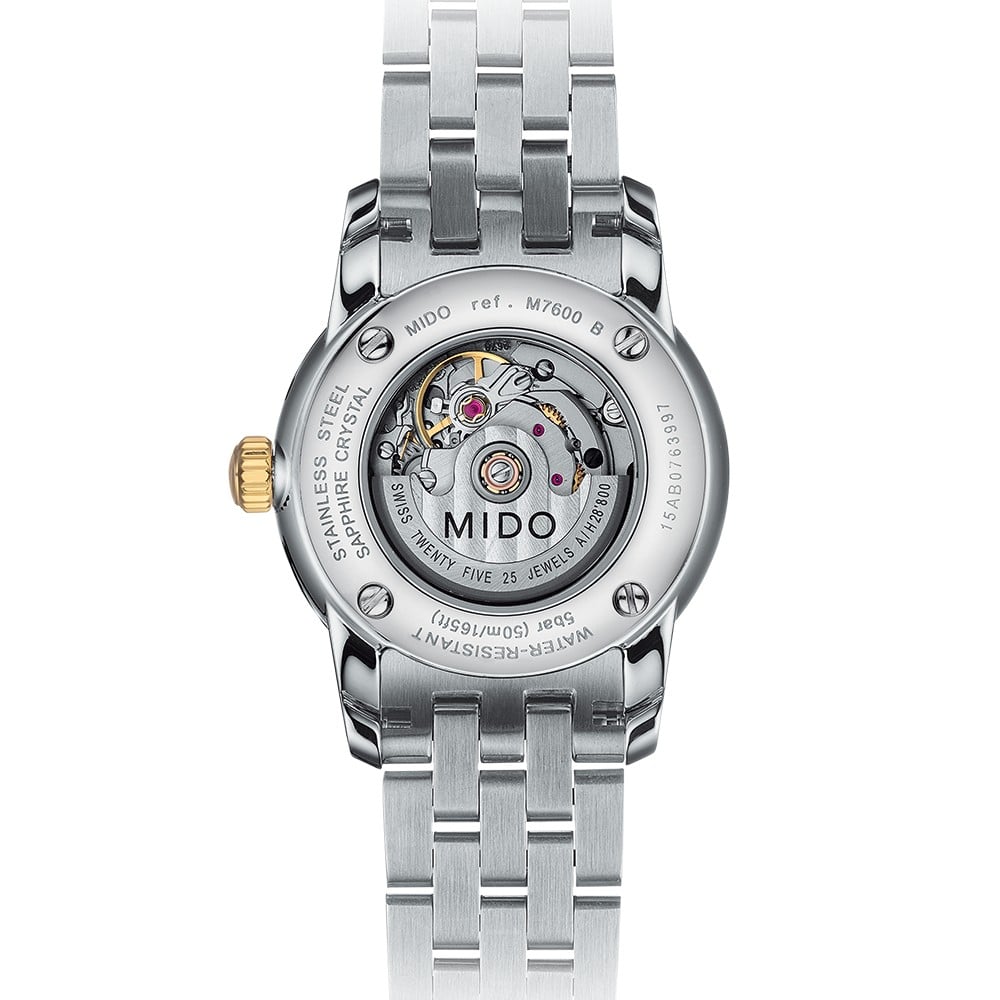 Mido Baroncelli Automatic 29mm White Dial Yellow-gold PVD