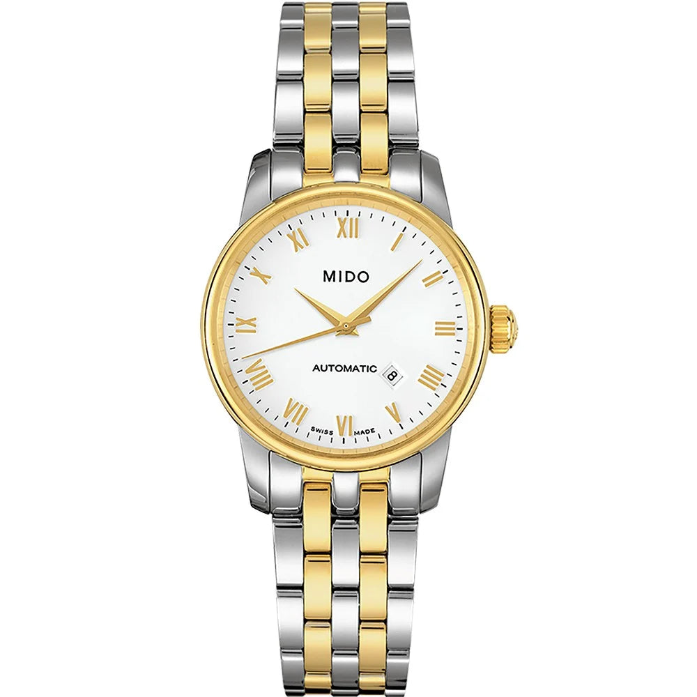 Mido Baroncelli Automatic 29mm White Dial Yellow-gold PVD