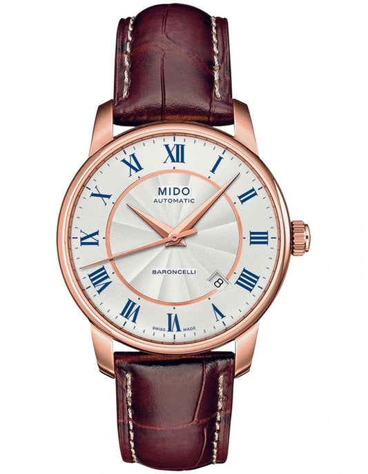Mido Baroncelli Automatic 38mm Silver Dial Brown Leather Strap