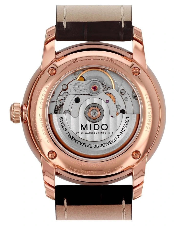 Mido Baroncelli Automatic 38mm Silver Dial Brown Leather Strap