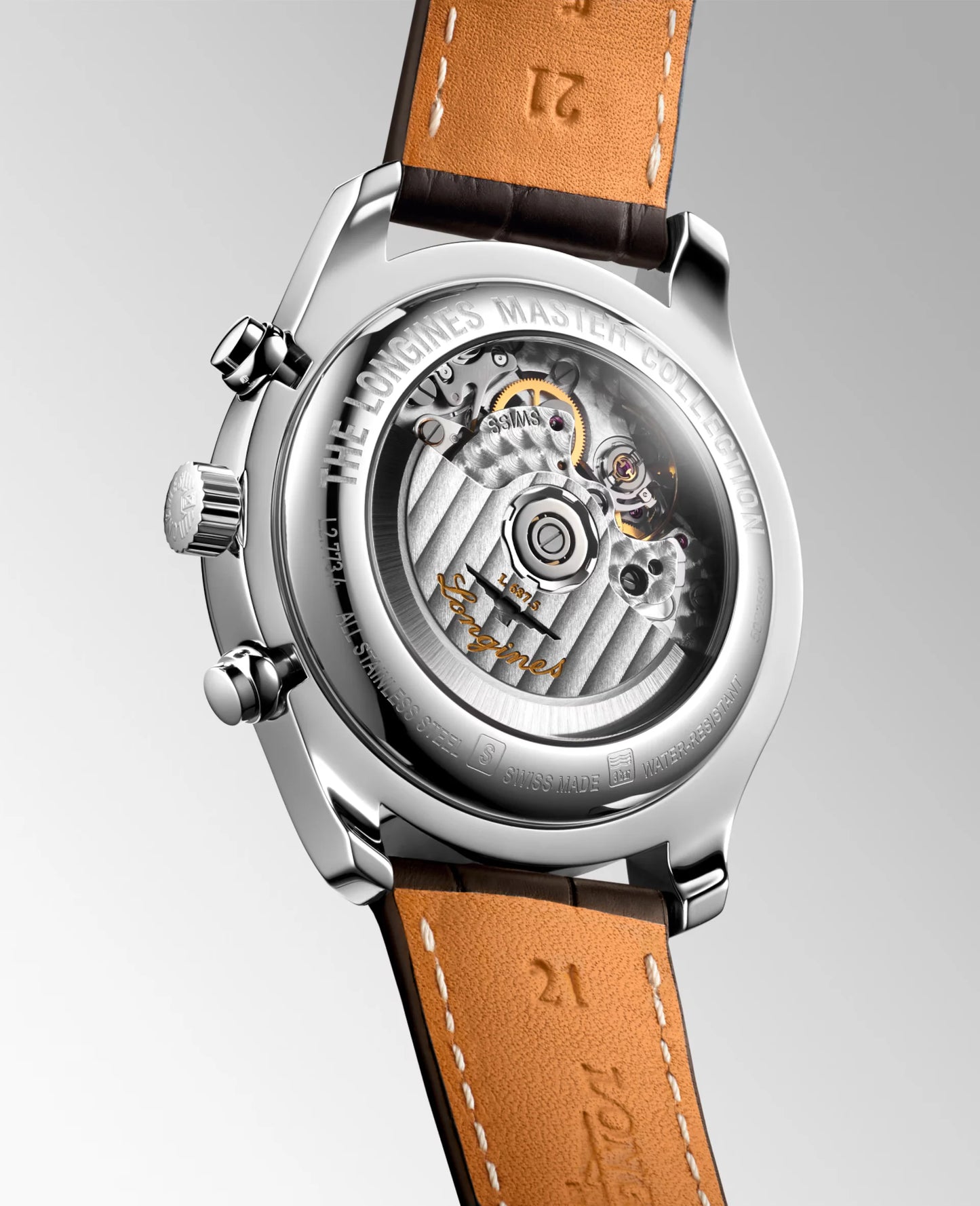 Longines Master Collection Chronograph Moonphase Automatic 42mm, Brown Alligator Leather Strap