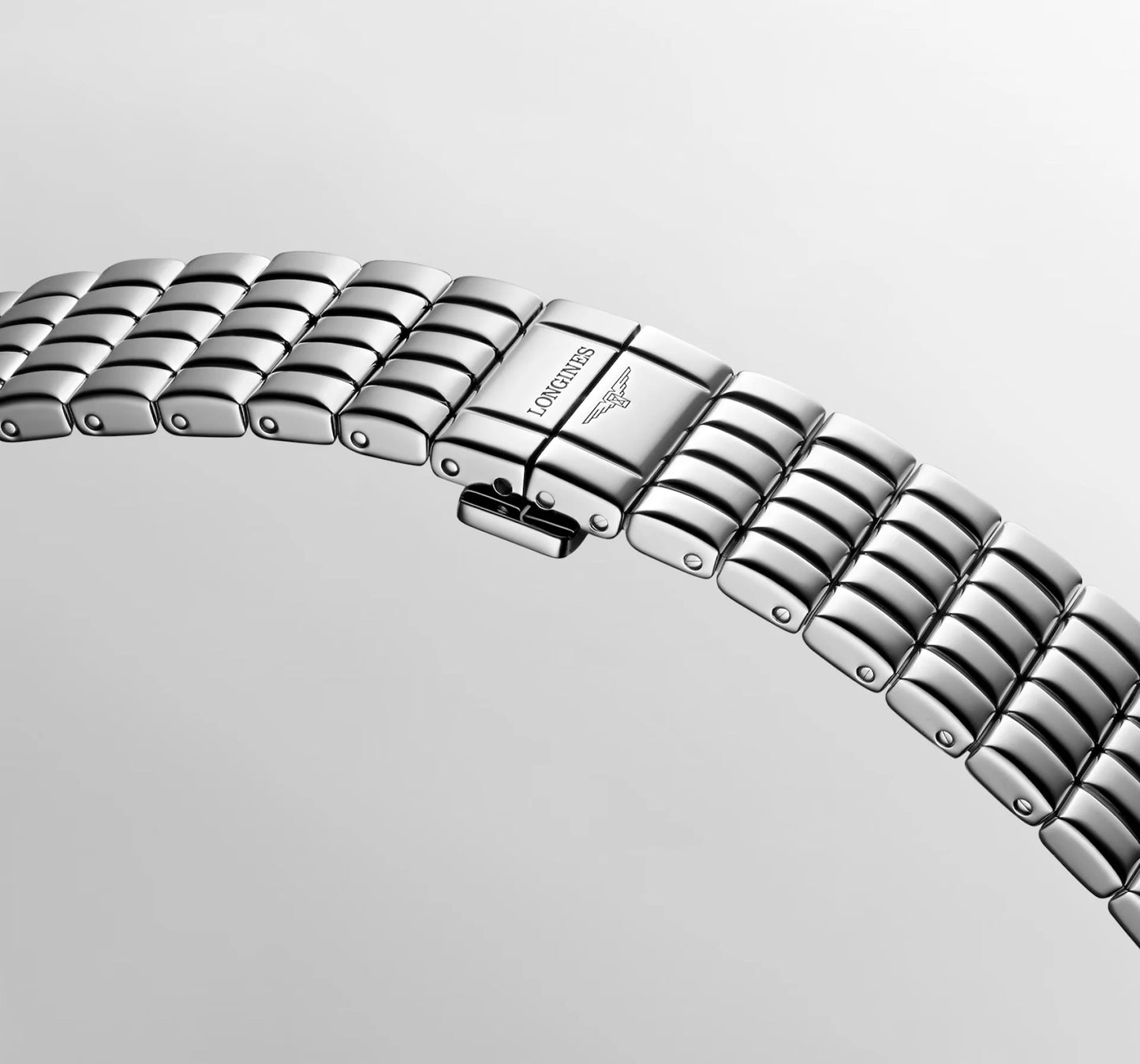 Longines Mini DolceVita Quartz 21.50 X 29.00mm, Silver Dial with Diamond Bezel, Stainless Steel