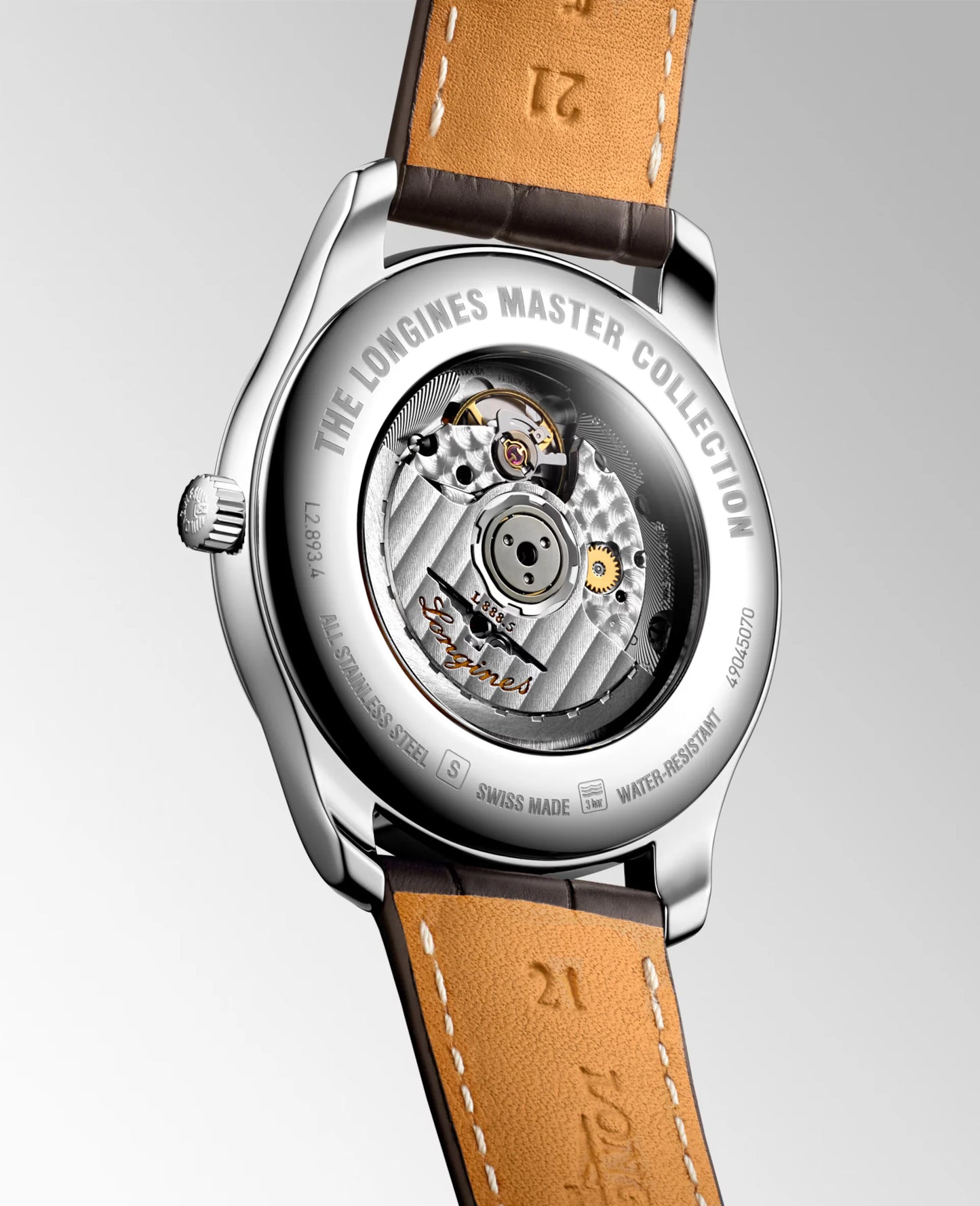 Longines Master Collection Automatic 42mm, Brown Alligator Leather Strap, Diamond Index
