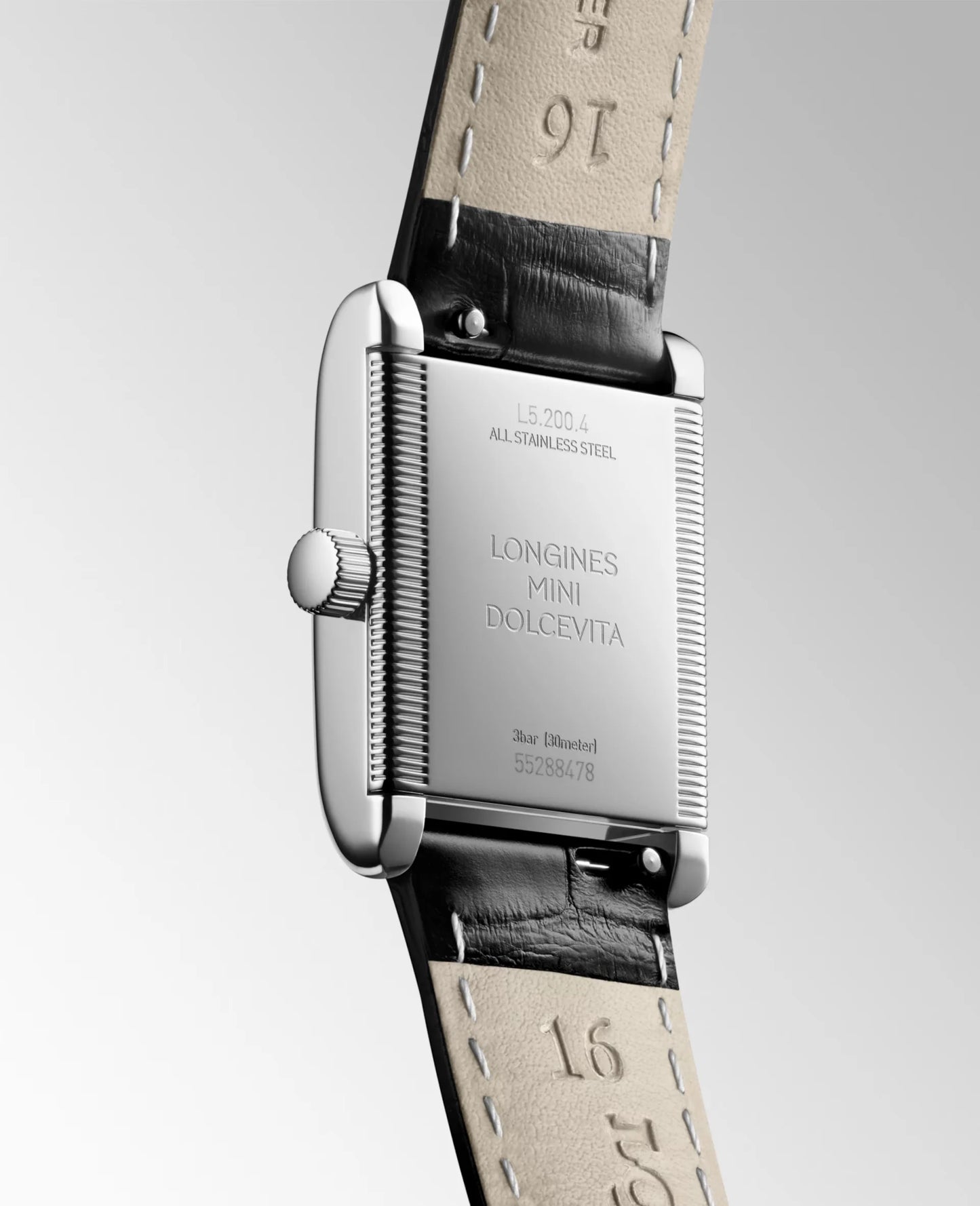 Longines Mini DolceVita Quartz 21.50 X 29.00mm, Silver Dial, Black Alligator Strap