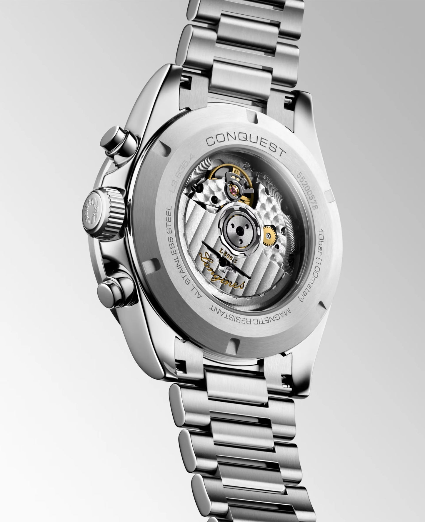 Longines Conquest Chronograph Automatic 42mm, Black Dial with Silver Counters, Stainless Steel