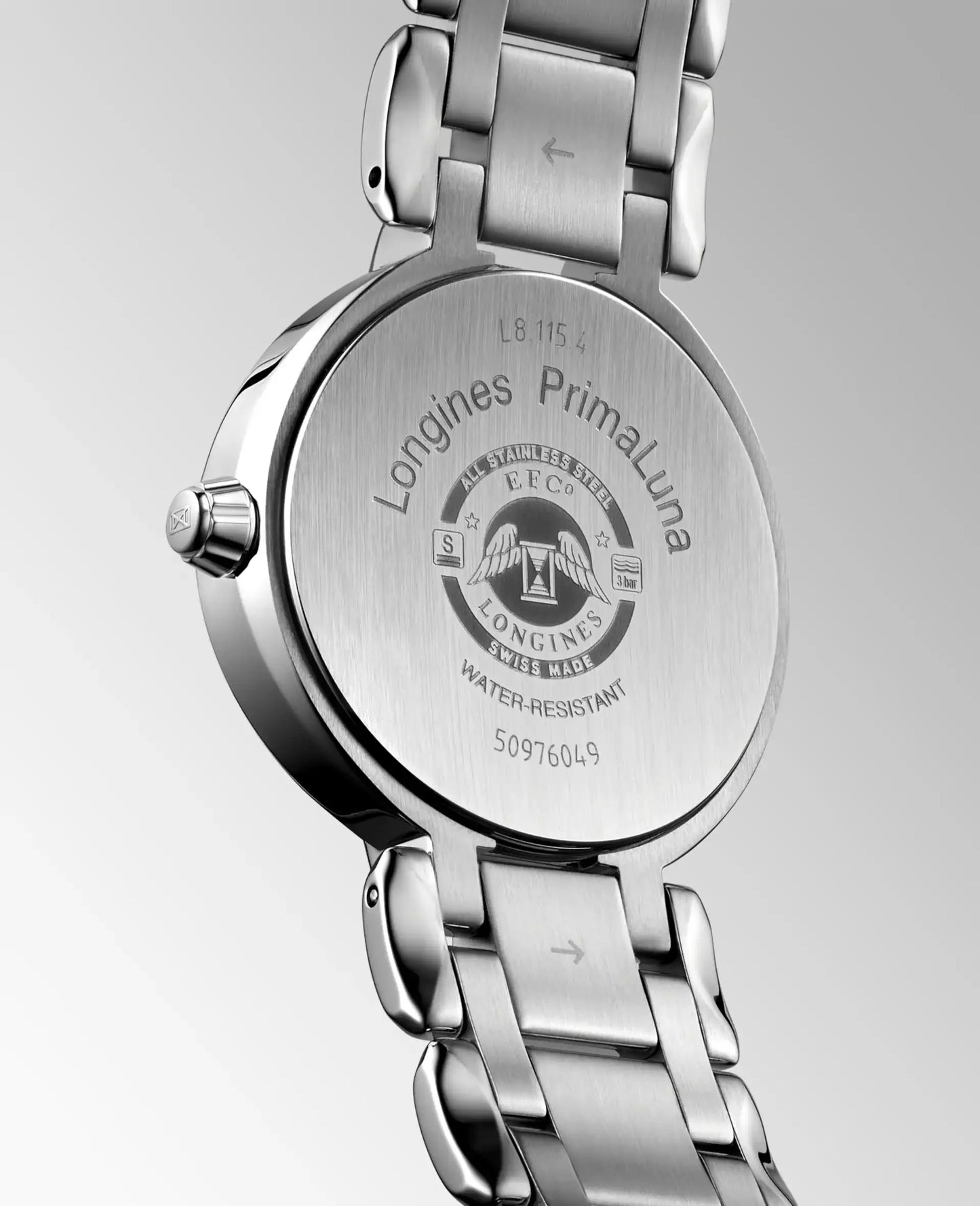 Longines PrimaLuna Moonphase Quartz 30.50mm, Blue Mother-of-Pearl, Stainless Steel