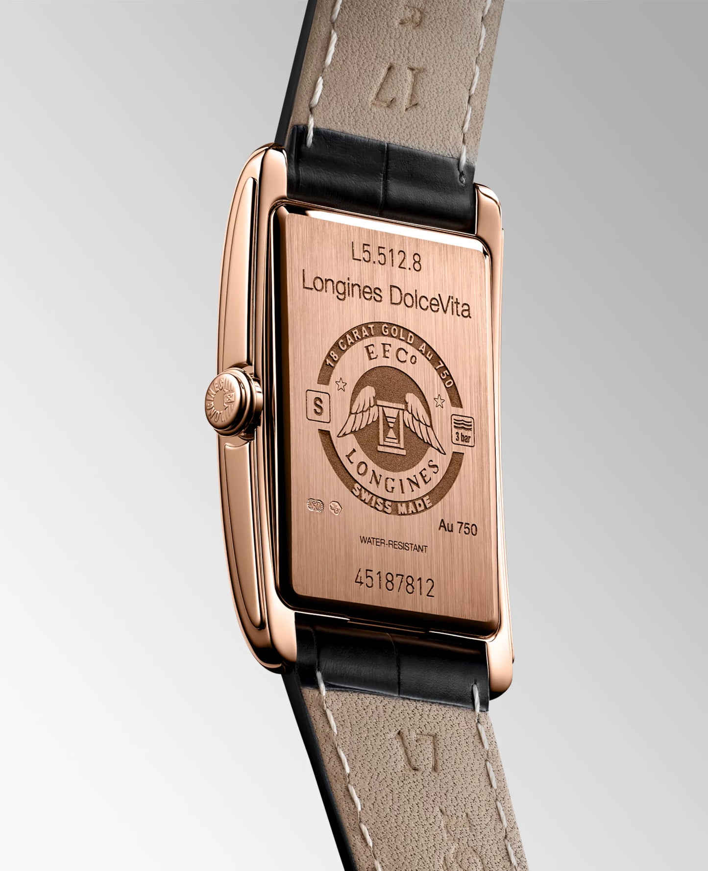 Longines DolceVita Quartz 23.30 X 37.00m, Silver Dial, 18 Karat Pink Gold