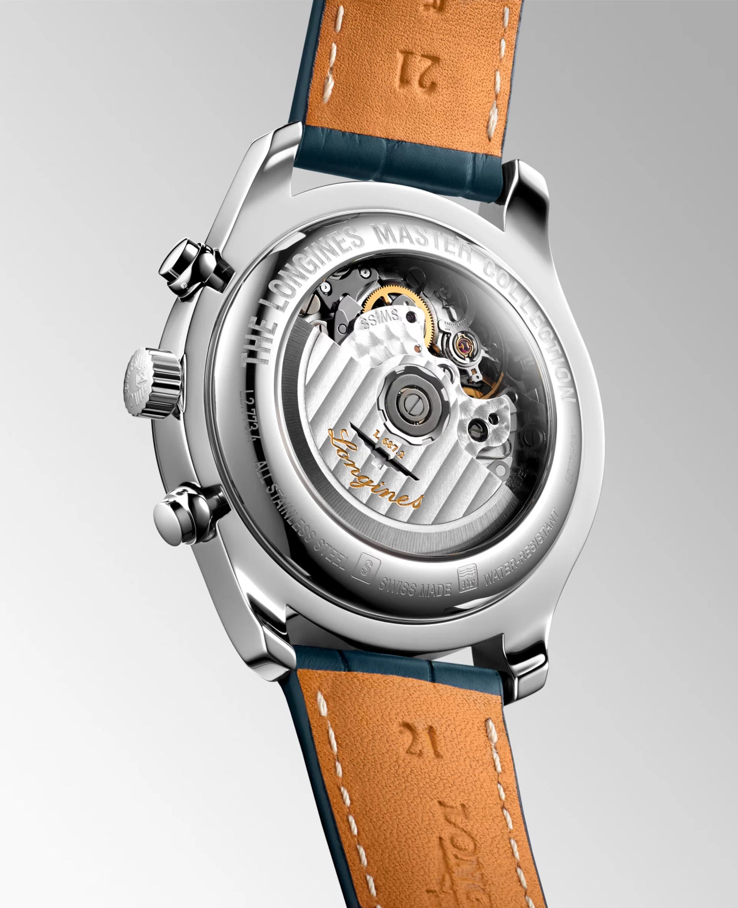Longines Master Collection Chronograph Moonphase Automatic 42mm, Blue Dial and Alligator Leather Strap