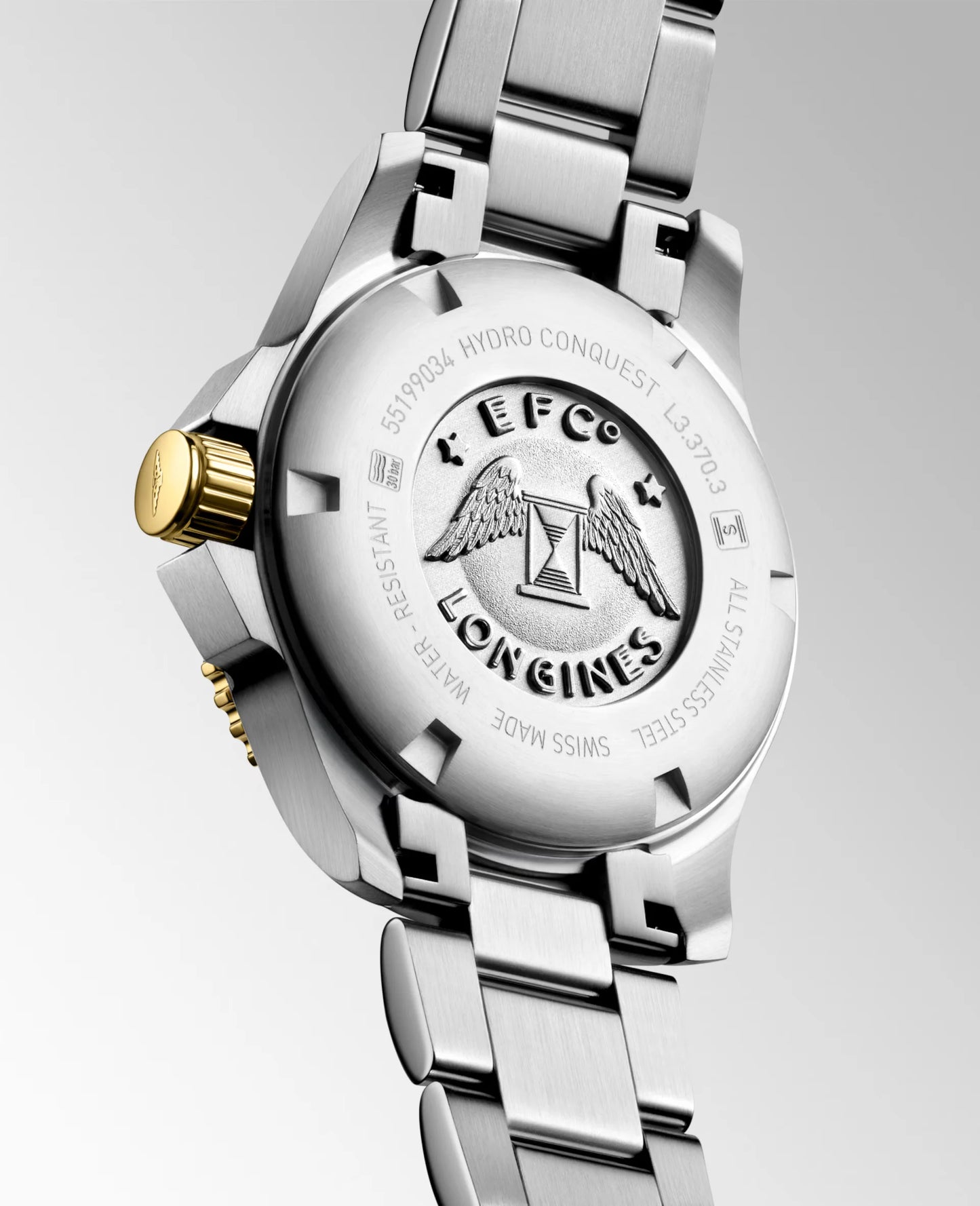 Longines HydroConquest Quartz 32mm, Mother-of-Pearl Dial, Stainless Steel and yellow PVD coating