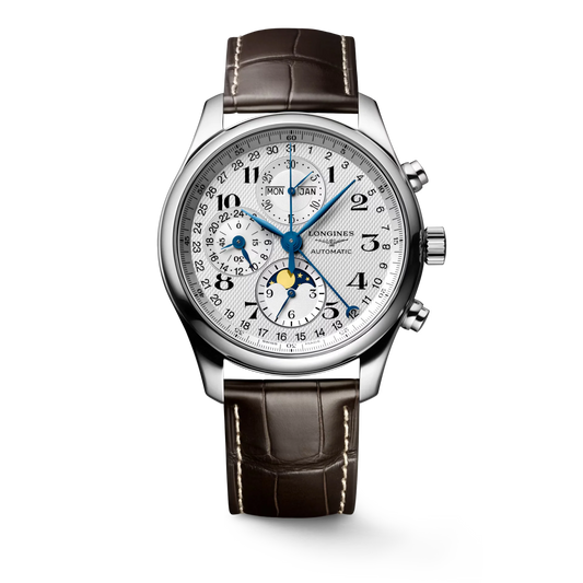 Longines Master Collection Chronograph Moonphase Automatic 42mm, Brown Alligator Leather Strap