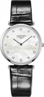 Longines La Grande Classique Quartz 33mm, Mother-of-Pearl Dial, Black Alligator Strap