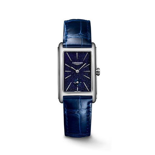 Longines DolceVita Quartz 23.30 X 37.00m, Blue Dial and Alligator Strap