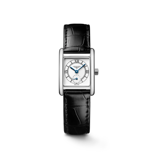 Longines Mini DolceVita Quartz 21.50 X 29.00mm, Silver Dial, Black Alligator Strap