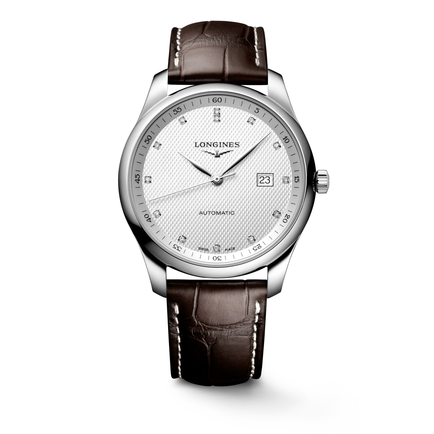 Longines Master Collection Automatic 42mm, Brown Alligator Leather Strap, Diamond Index