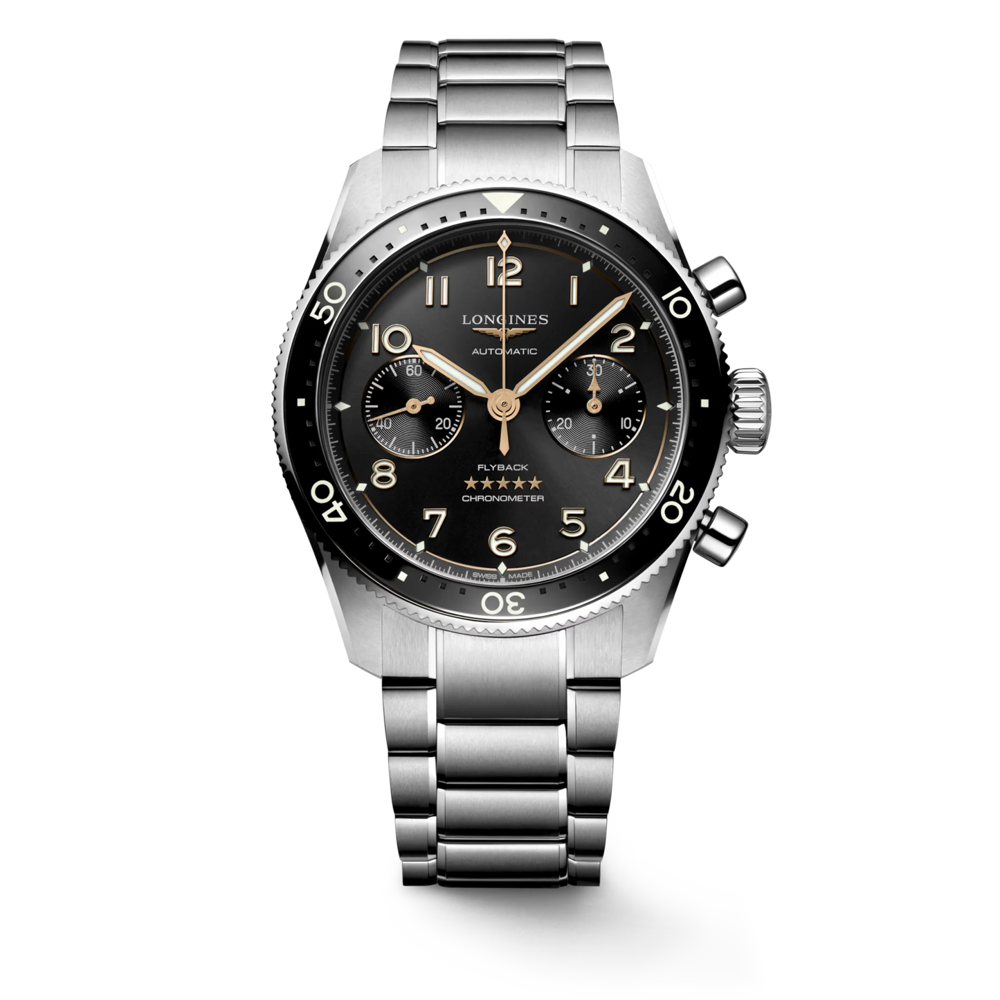 Longines Spirit Flyback Chronograph Automatic 42mm, Black Dial, Stainless Steel
