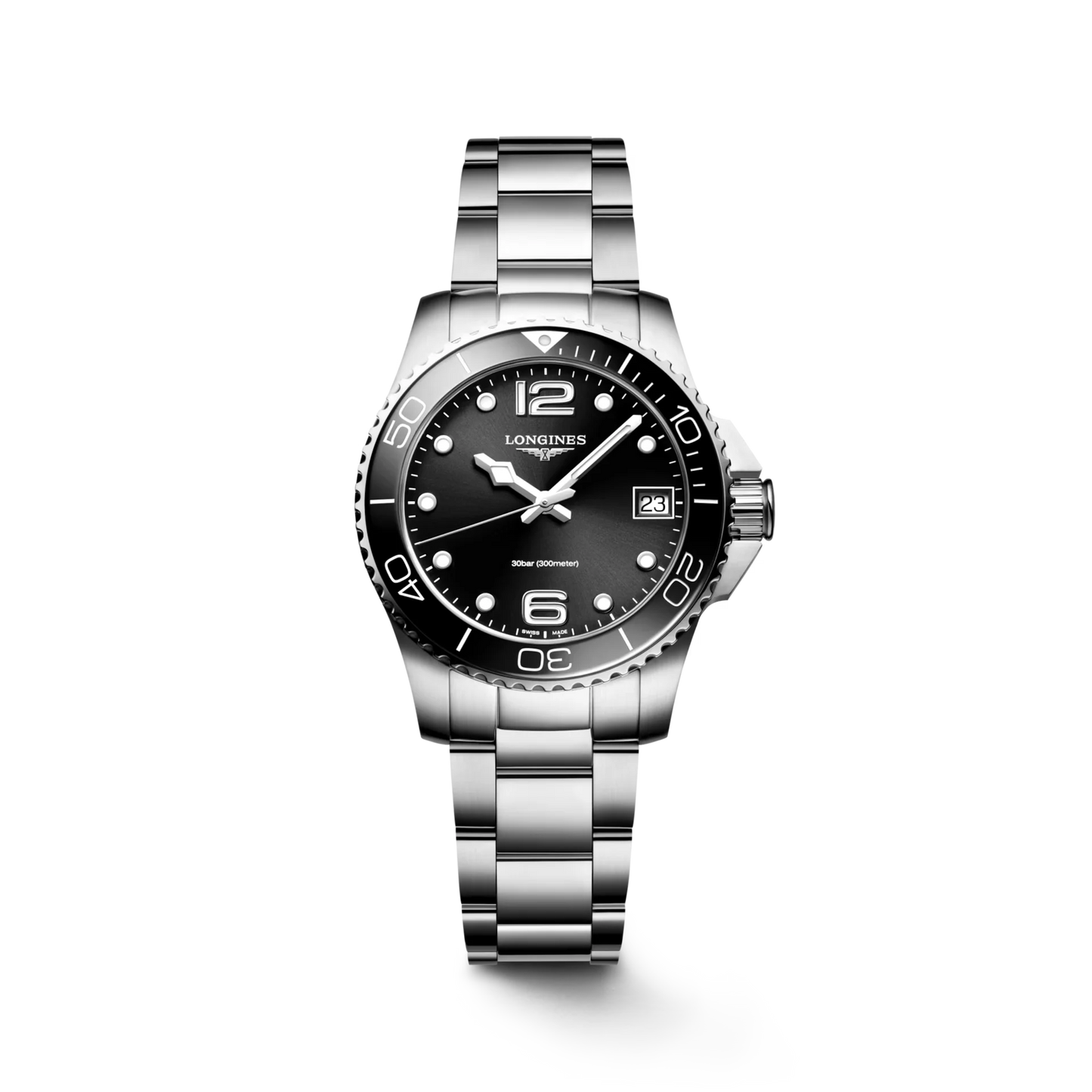 Longines HydroConquest Quartz 32mm, Black dial, Stainless Steel