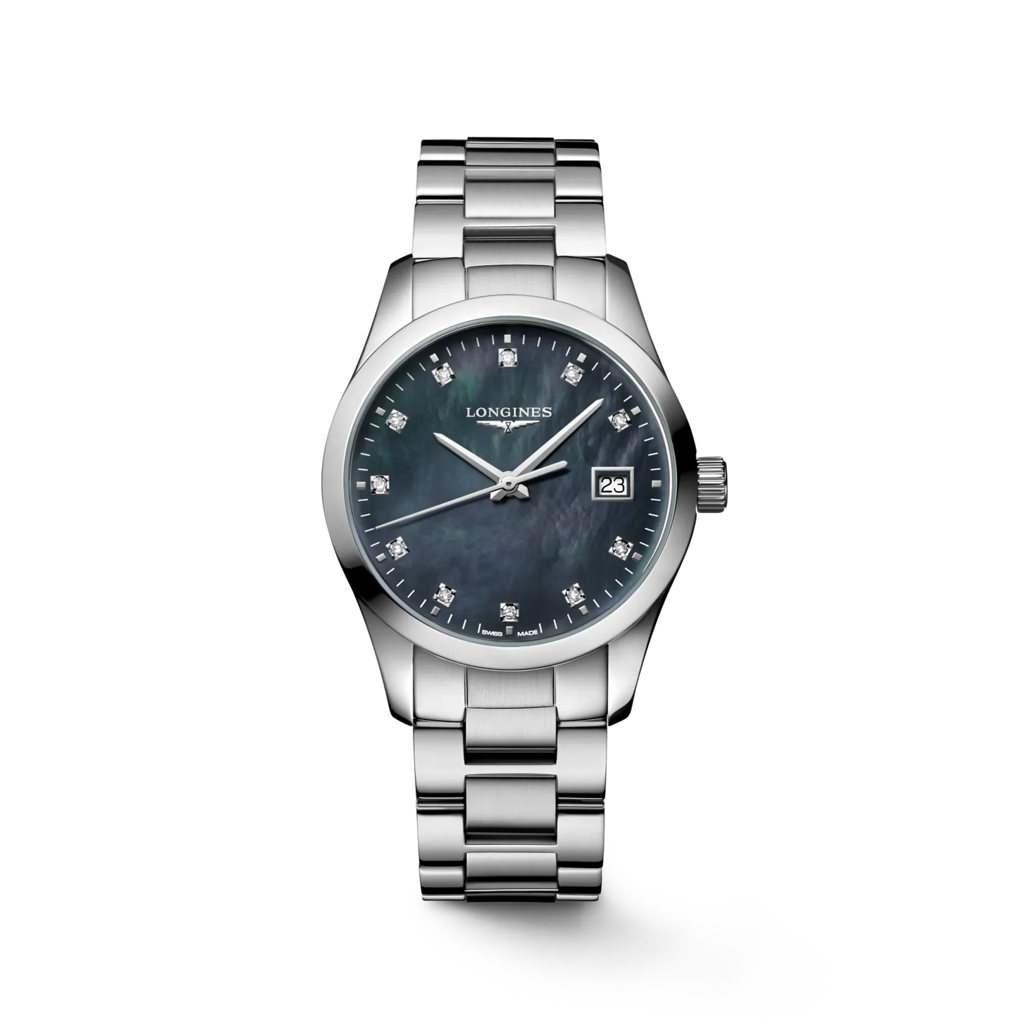 Longines Conquest Classic Quartz 34mm, Black Mother-of-Pearl Dial, Stainless Steel