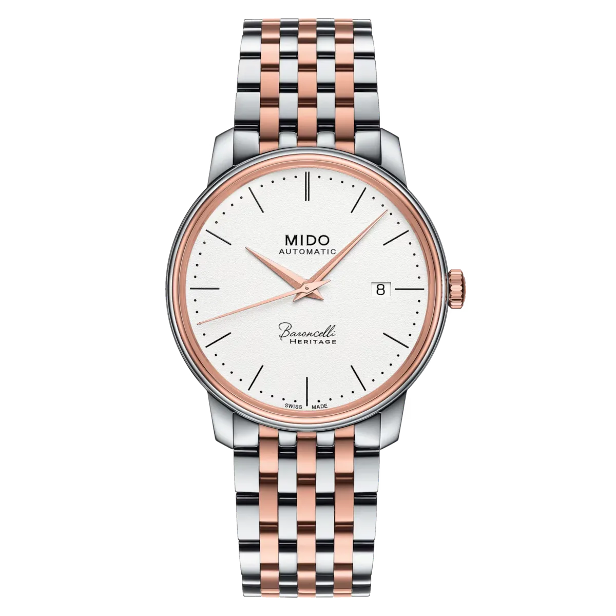 Mido Baroncelli Heritage Automatic 39mm White Dial Rose-gold PVD