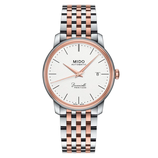 Mido Baroncelli Heritage Automatic 39mm White Dial Rose-gold PVD