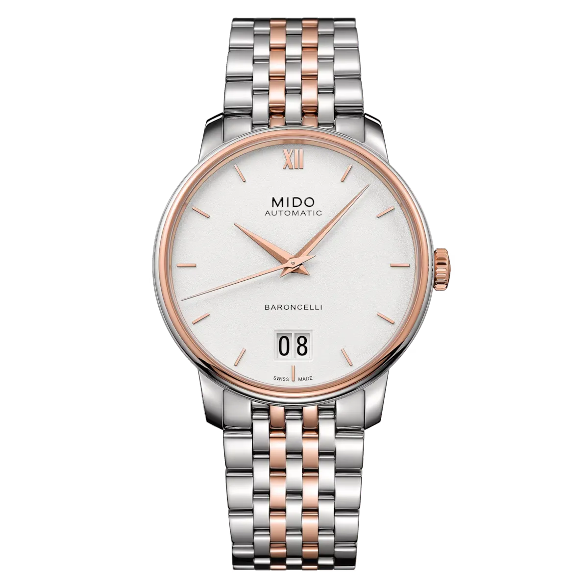 Mido Baroncelli Big Date Automatic 40mm White Dial Two Tone