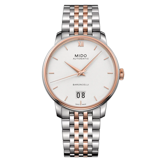 Mido Baroncelli Big Date Automatic 40mm White Dial Two Tone