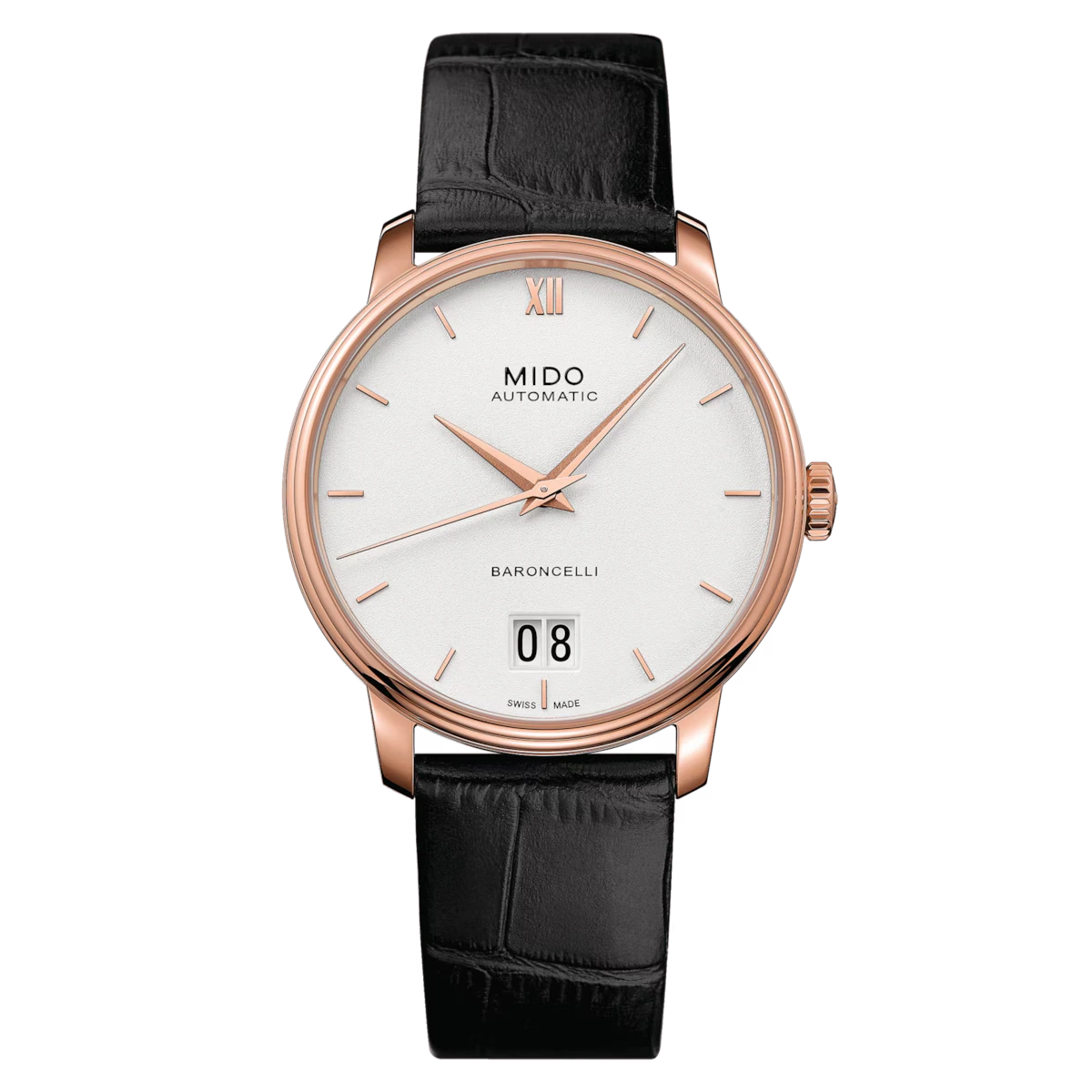 Mido Baroncelli Big Date 40mm Automatic White Dial Rose Gold PVD