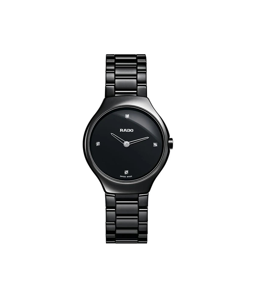 Rado True Thinline Diamonds Quartz 30mm Black Ceramic