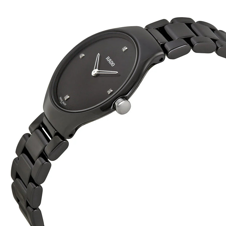 Rado True Thinline Diamonds Quartz 30mm Black Ceramic