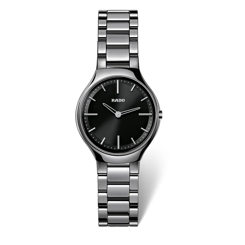 Rado True Thinline Ladies Quartz 30mm Black High Tech Plasma Ceramic
