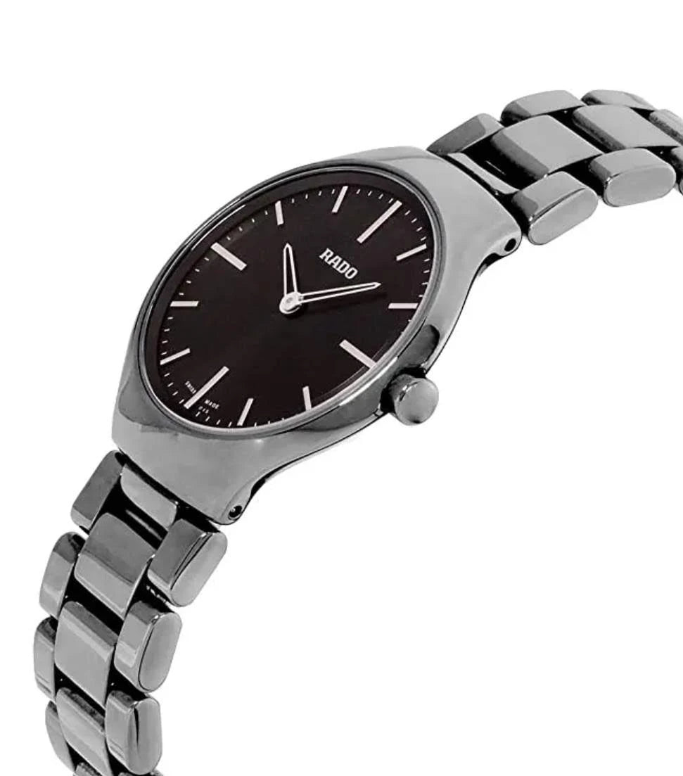 Rado True Thinline Ladies Quartz 30mm Black High Tech Plasma Ceramic