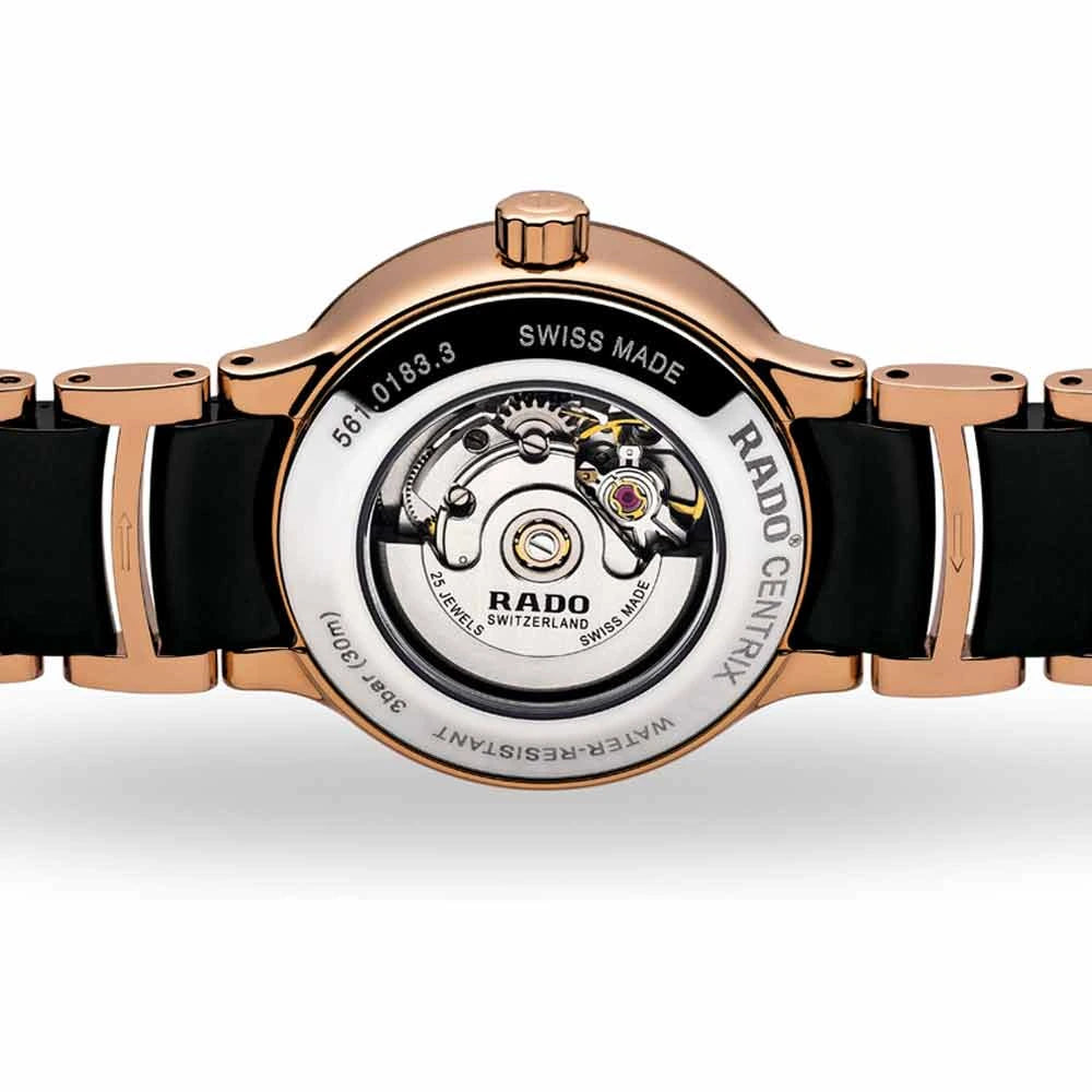 Rado Centrix Diamonds Automatic 28mm Rose-gold PVD and Black Ceramic
