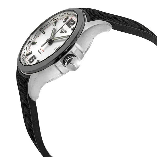 Longines Conquest VHP Quartz 43mm, Stainless Steel, Silver Dial and Black Rubber Strap