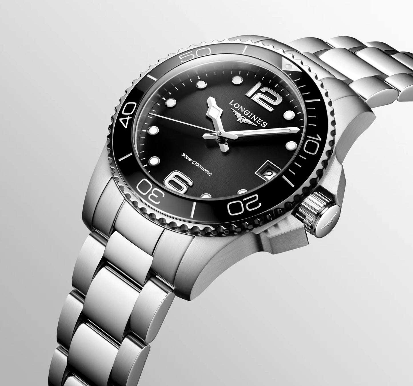 Longines HydroConquest Quartz 32mm, Black dial, Stainless Steel