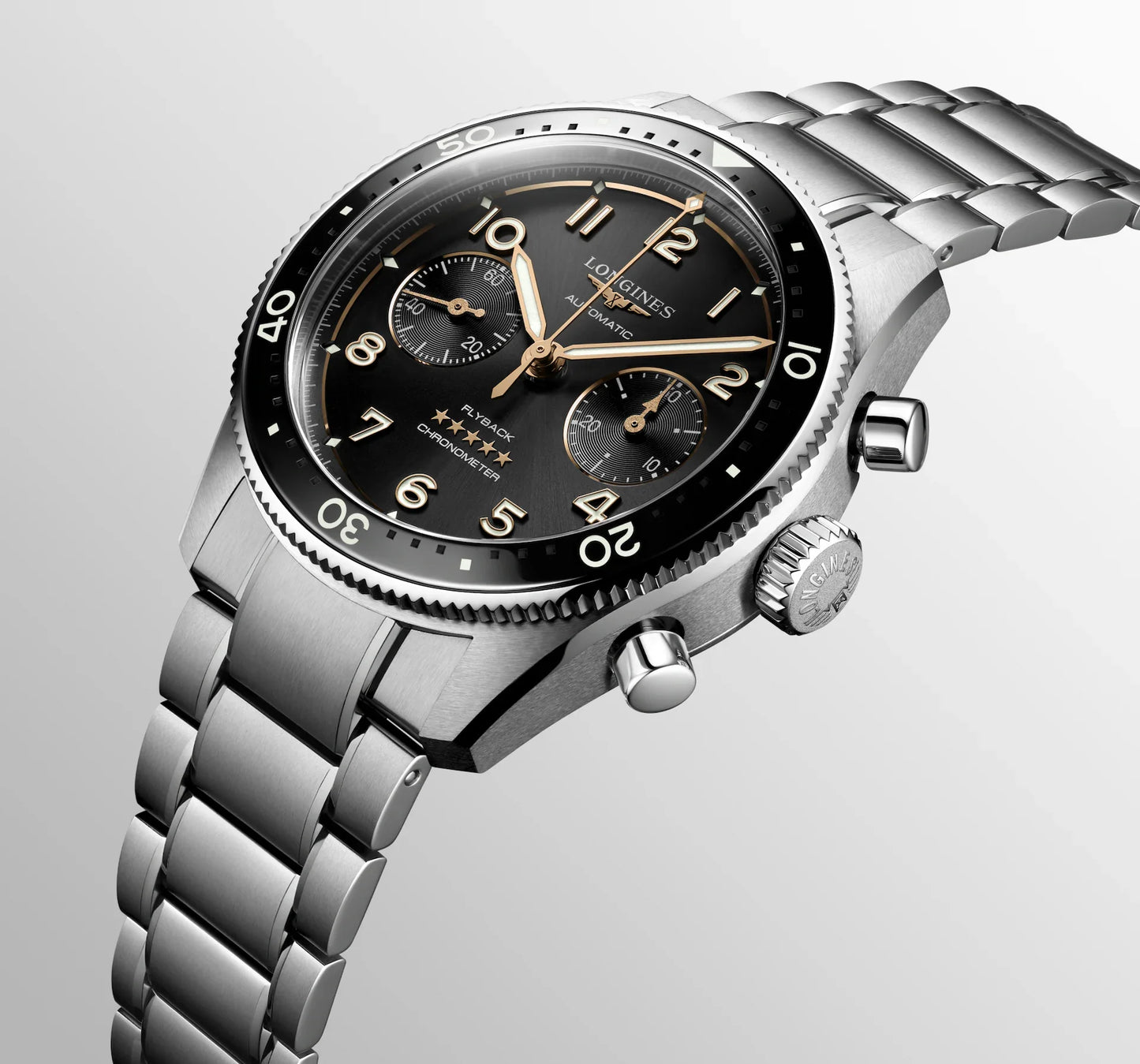 Longines Spirit Flyback Chronograph Automatic 42mm, Black Dial, Stainless Steel