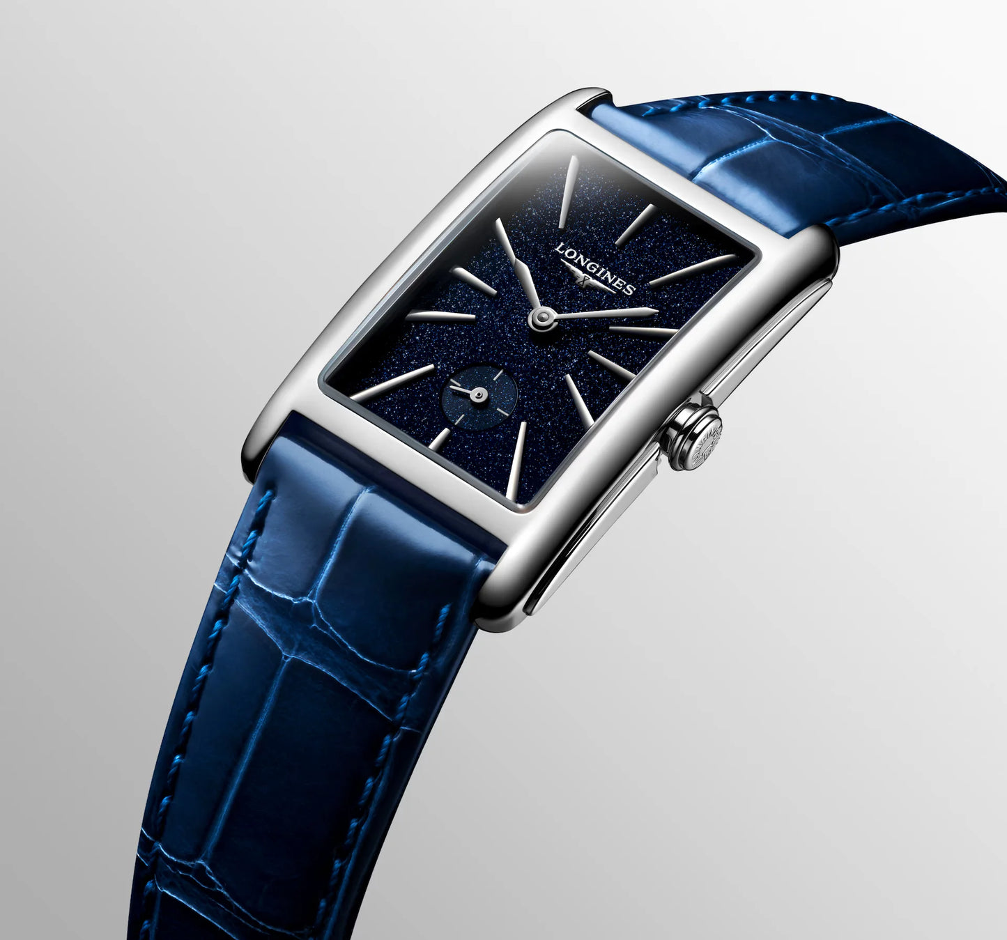 Longines DolceVita Quartz 23.30 X 37.00m, Blue Dial and Alligator Strap