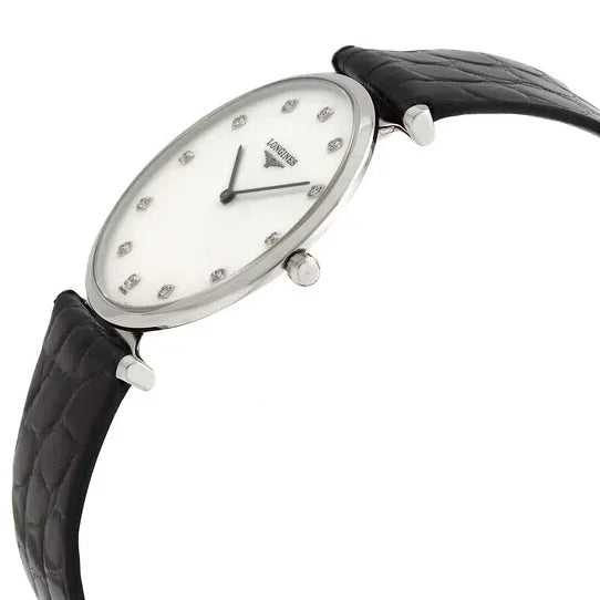 Longines La Grande Classique Quartz 33mm, Mother-of-Pearl Dial, Black Alligator Strap