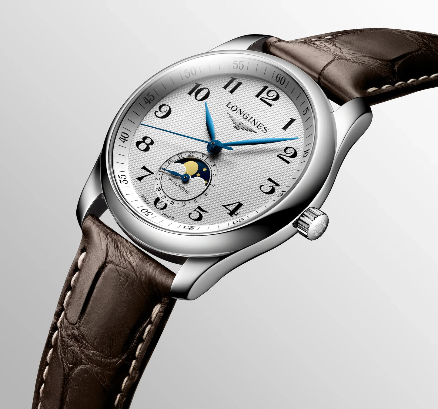Longines Master Collection Moonphase Automatic 40mm, Brown Alligator Leather Strap