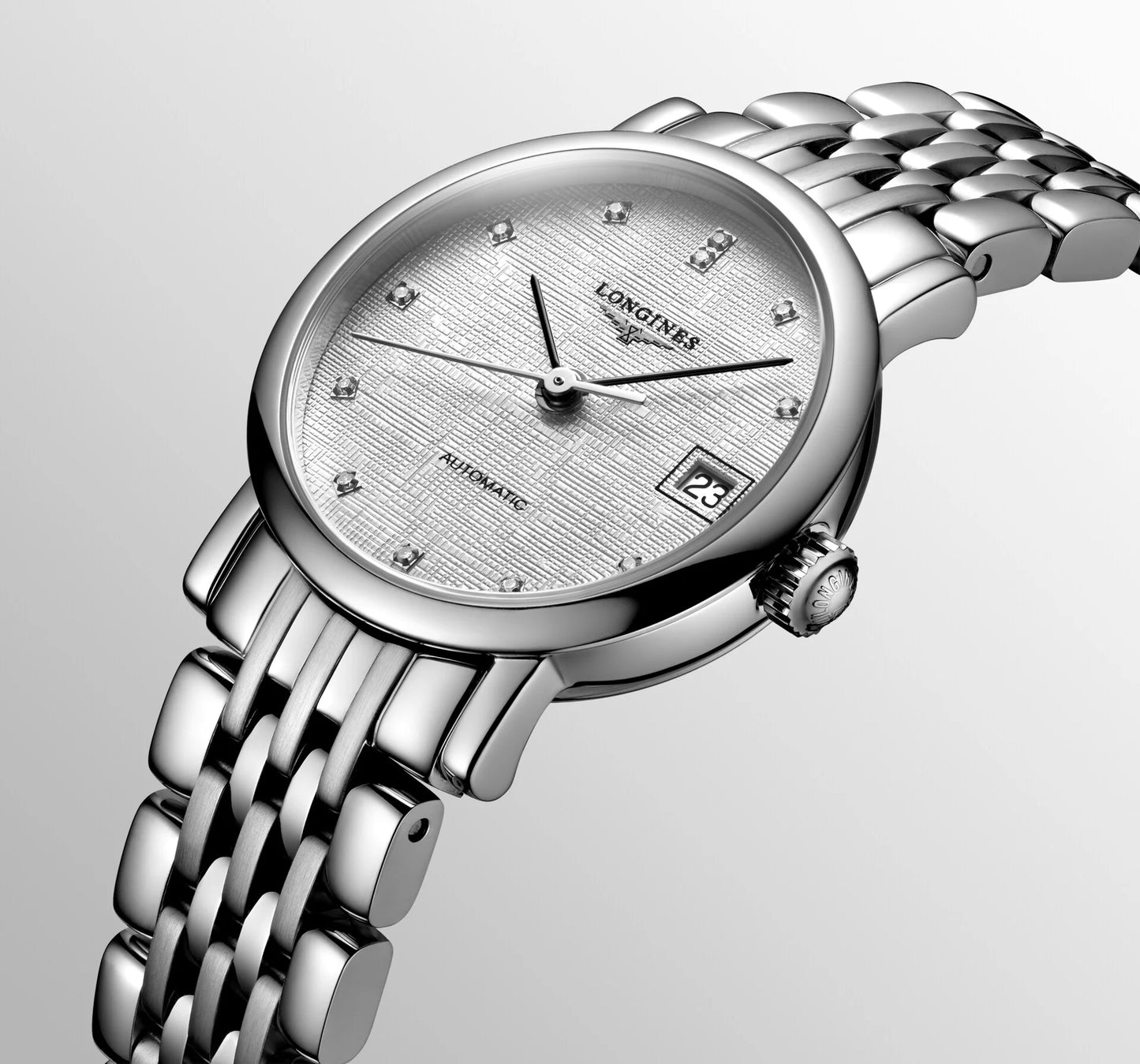 Longines Elegant Collection Automatic 25.50mm, Striped Silver Dial, Stainless Steel