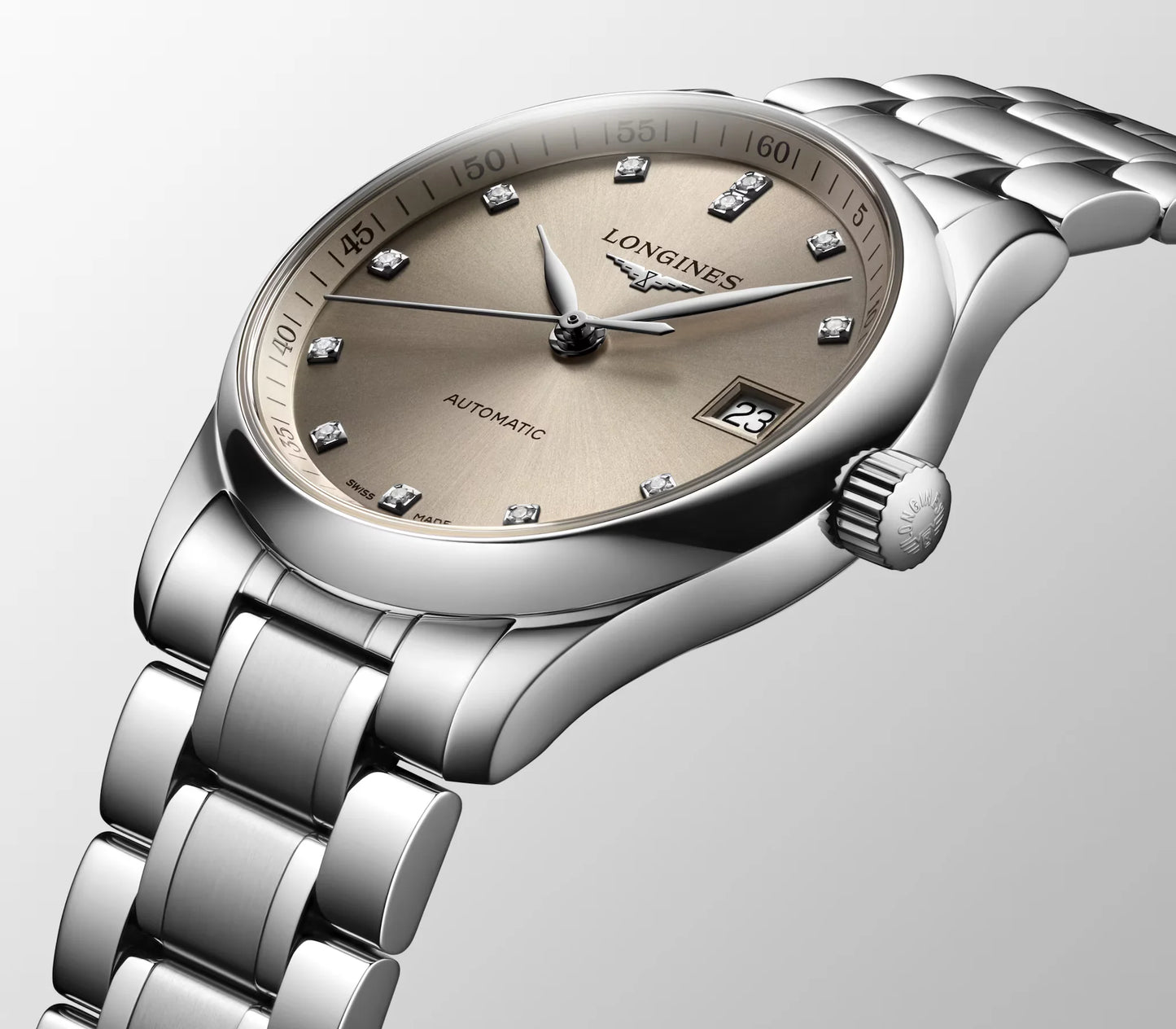 Longines Master Collection Automatic 34mm, Beige Dial, Stainless Steel