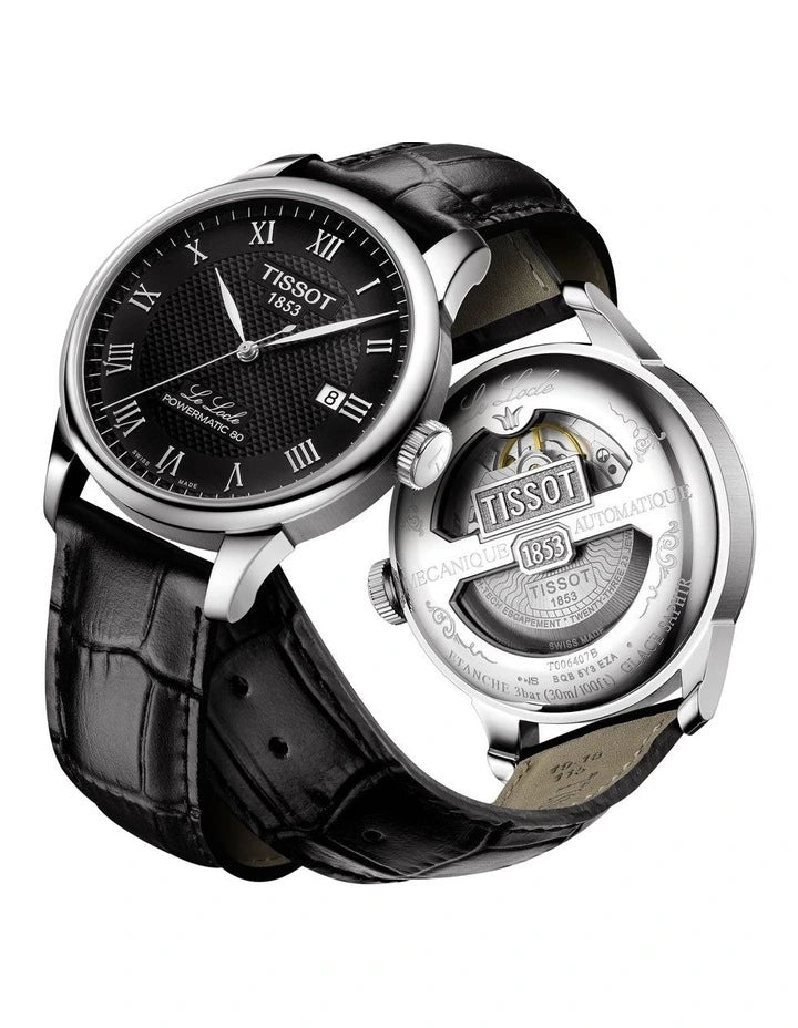 Tissot Le Locle Powermatic 80 Black Dial Leather Strap 39mm