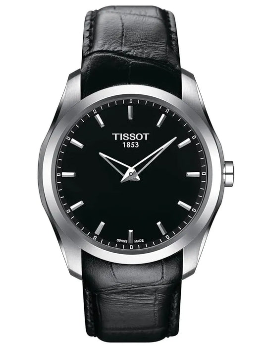 Tissot Couturier Quartz Black Dial Leather Strap 39mm