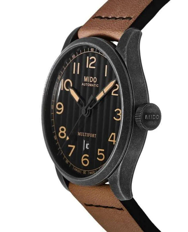 Mido Multifort Automatic 44mm Black Dial Brown Leather Strap