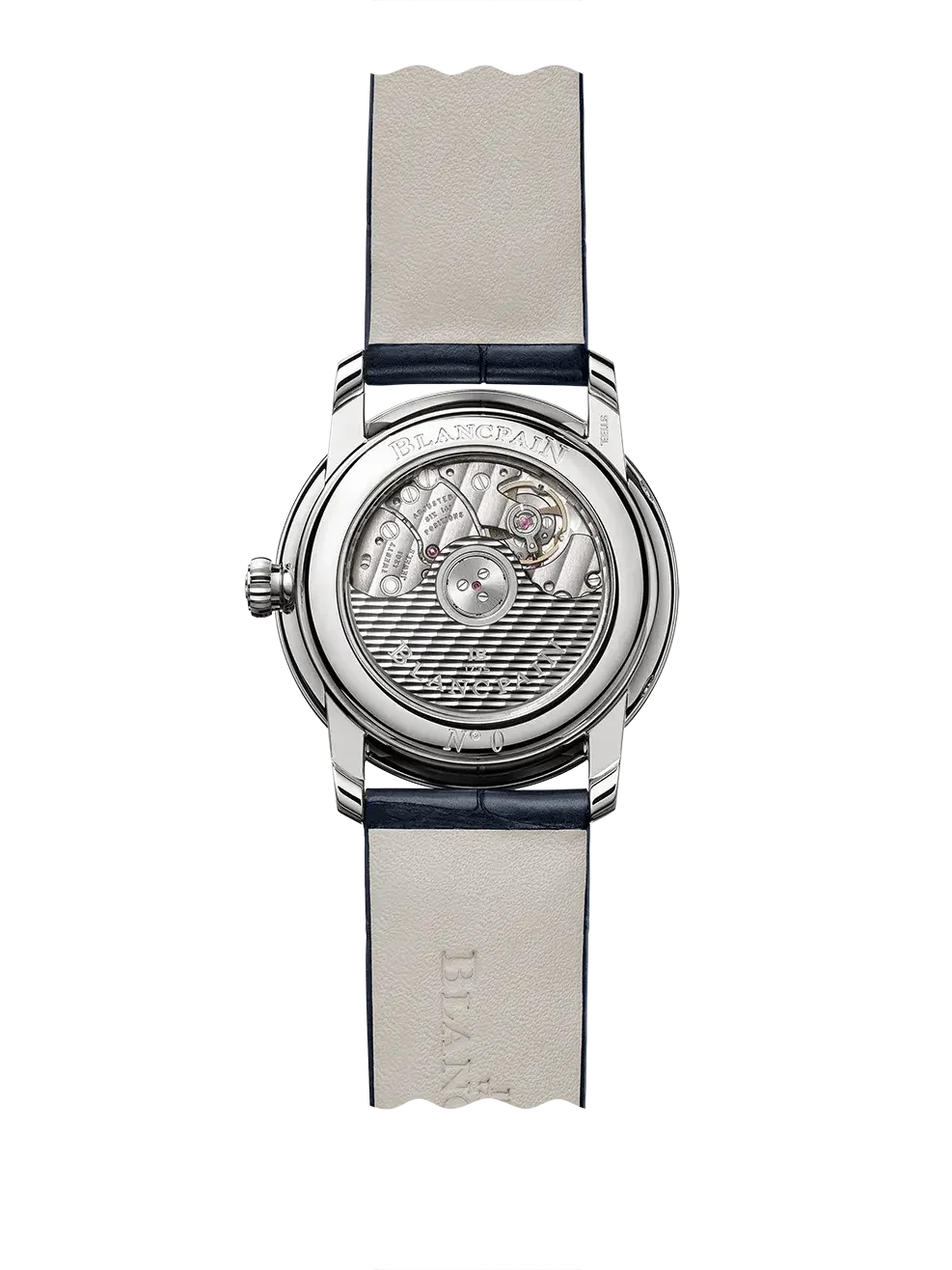 Blancpain Villeret Quantième Phases de Lune 33.2mm, White Dial, Stainless Steel on Blue Alligator Strap