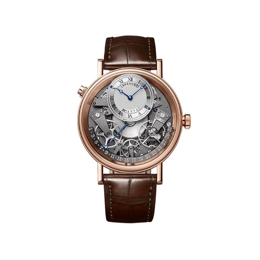 Breguet Tradition Quantieme Retrograde Automatic 40mm, Silver Dial, 18k Rose Gold on Brown Alligator Strap