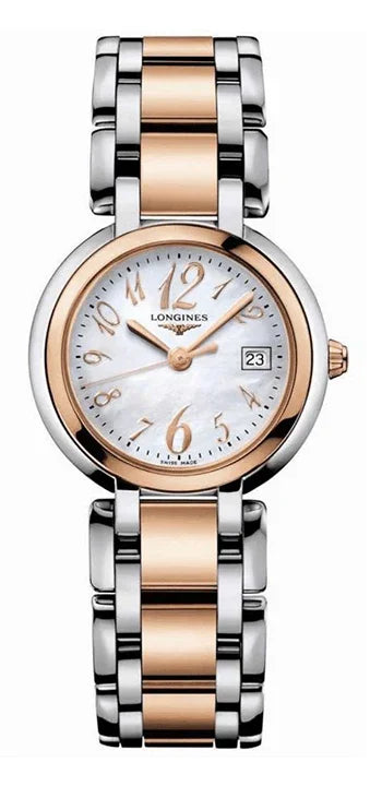 Longines PrimaLuna Quartz 26.50mm, Mother-of-Pearl Dial, Stainless Steel and 18 Karat Pink Gold