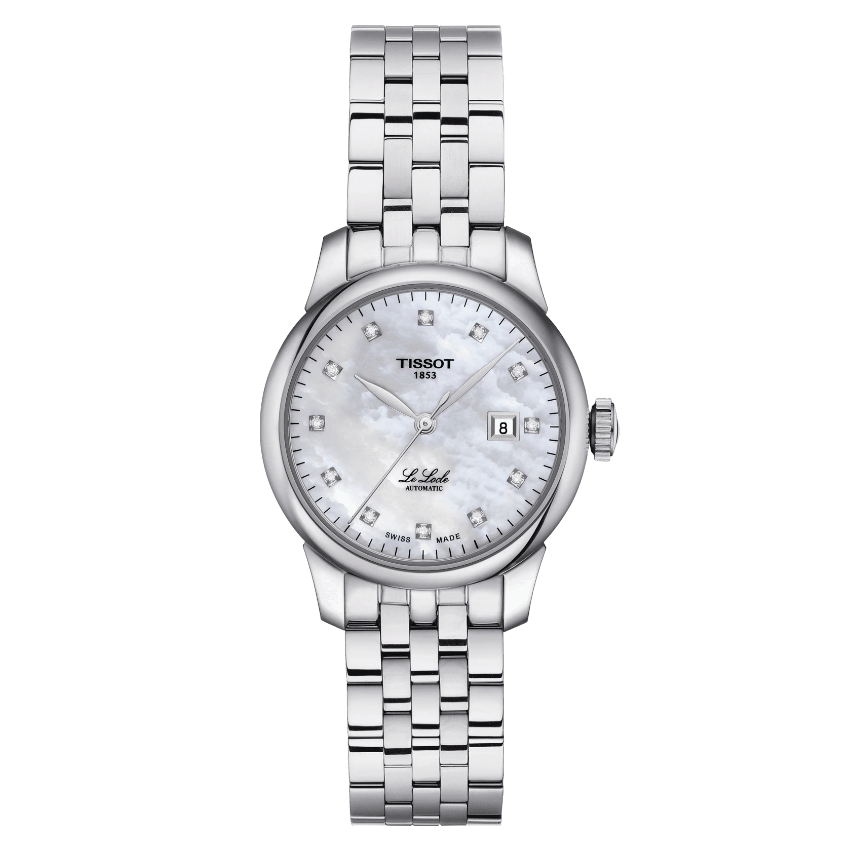    T006.207.11.116.00 Tissot Le Locle 29mm Ladies White Mother of Pearl Watch Front Image