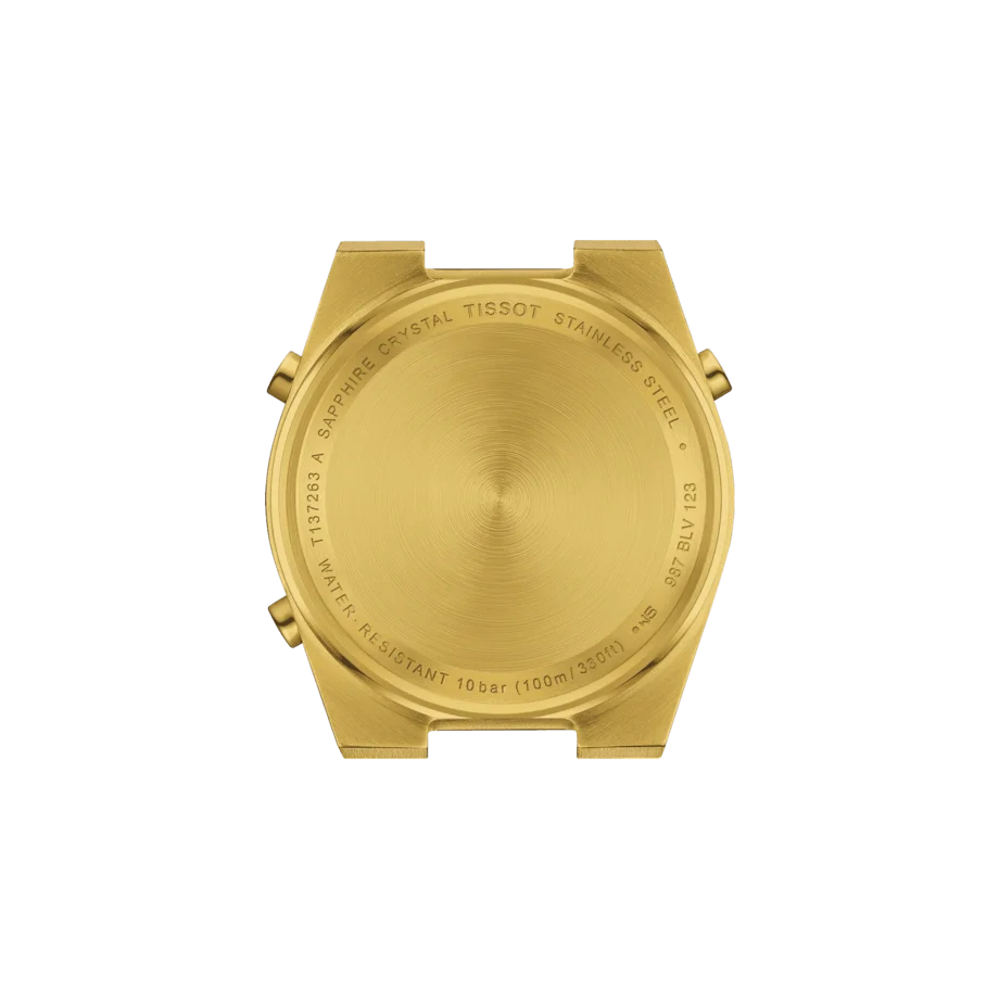 Tissot PRX Digital 35mm Yellow Gold PVD Digital Watch T137.263.33.020.00. Solid case back.