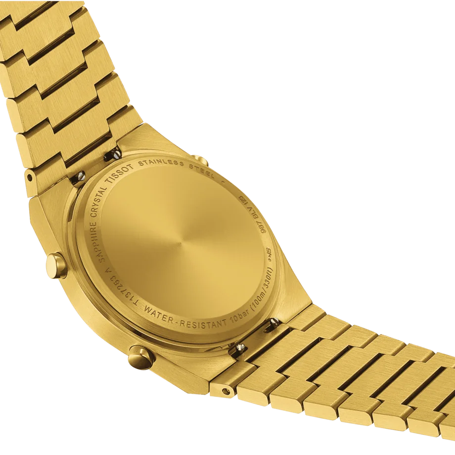Tissot PRX Digital 35mm Yellow Gold PVD Digital Watch T137.263.33.020.00. Detailed Case Back view.